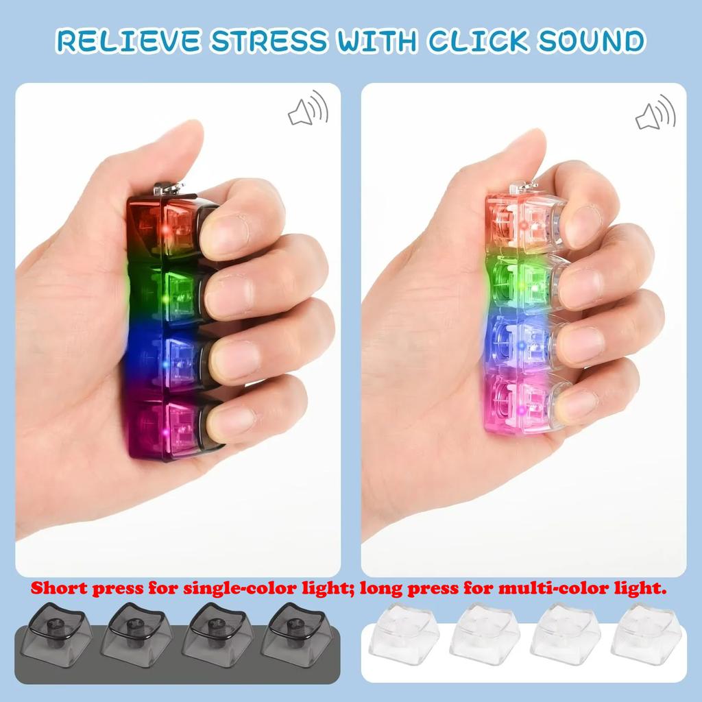 Брелок-клавиатура с 4/9 кнопками для пальцев со светодиодной подсветкой RGB, игрушка-антистресс для снятия напряжения, успокаивающие аксессуары