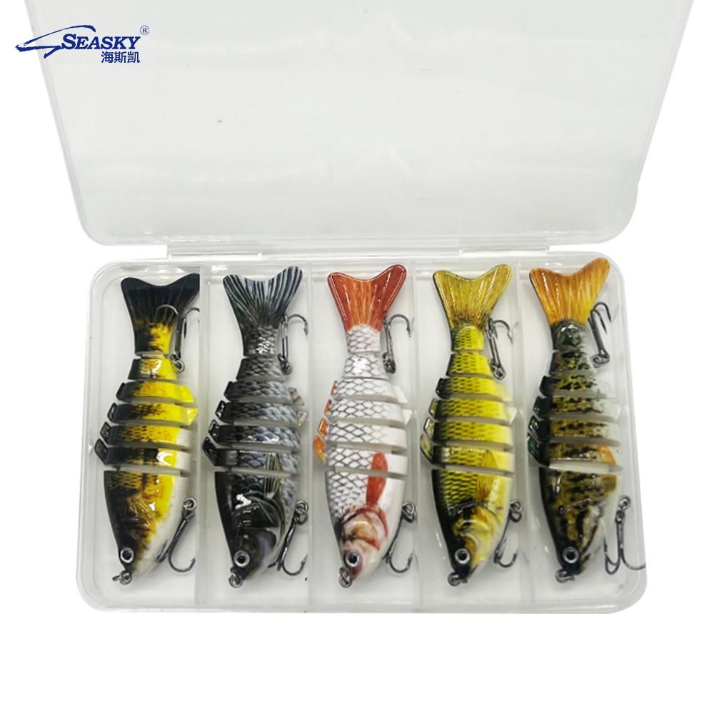 SEASKY 10cm 15g Jointed 7-Sections Swimbait Hard Lure 5pcs Combo Kit
