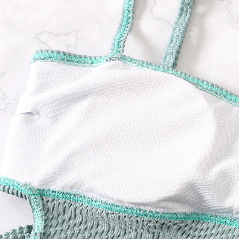 Sexy Ribbed One Piece Swimsuit Solid Swimwear Women 2022 Cut Out Monokini High Cut Swimming Suit For Women Bathing Suits