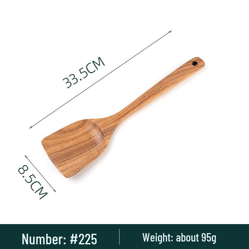Teak Acacia Wood Kitchen Utensil Set: Spatula, Spoon, Ladle, Turner, Long Handle Rice Spoon