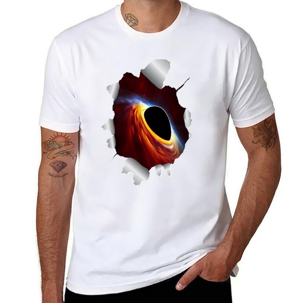 Black Hole Rip Tshirt Large Size Loose Casual Tee