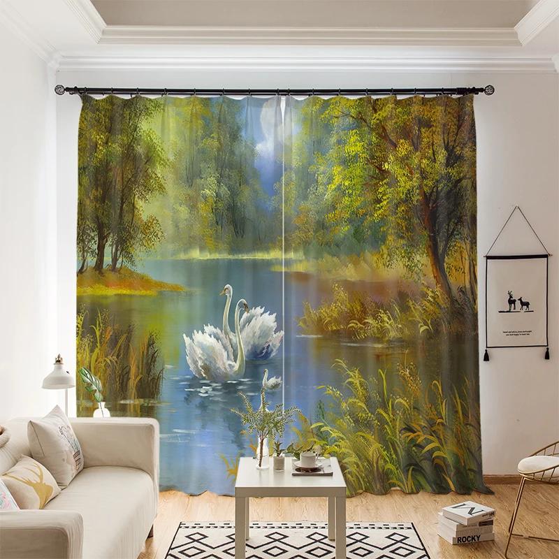 Картина маслом «Урожай Ван Гога» в стиле высокой затемненной занавески, американское детское занавеска для спальни, гостиной, затемняющая штора, новая