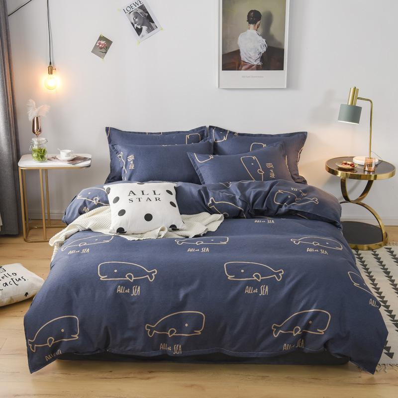 Приятный для кожи хлопковый комплект из четырех частей, простыня из трех частей, пододеяльник, постельное белье