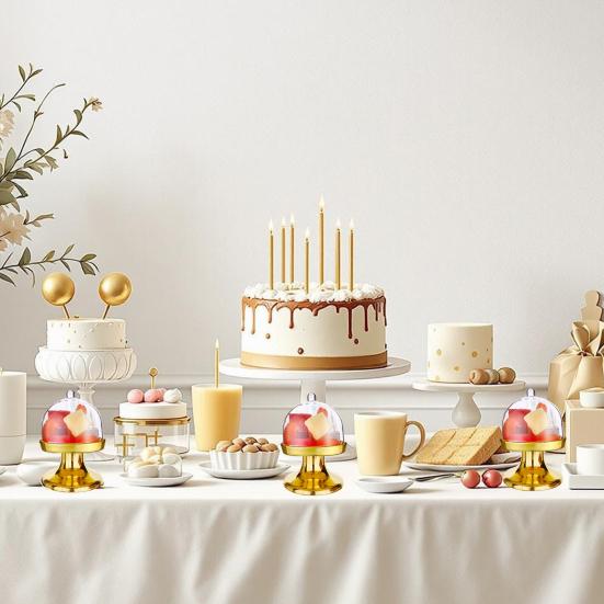 Мини-подставка для торта из пластика с купольной крышкой, прозрачная подставка для десертов и кексов, тарелка для шоколадных конфет, для дня рождения, праздника, детского душа, чаепития