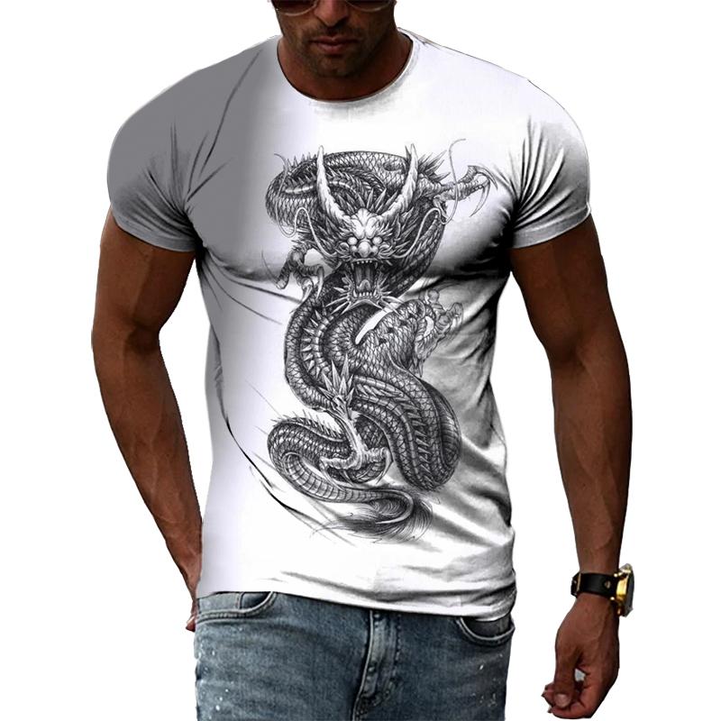Summer Fashion Chinese Dragon Men T-shirts 3D Trend Casual Personality Cool Style Printing Tees Hip Hop O-neck Short Sleeve Tops