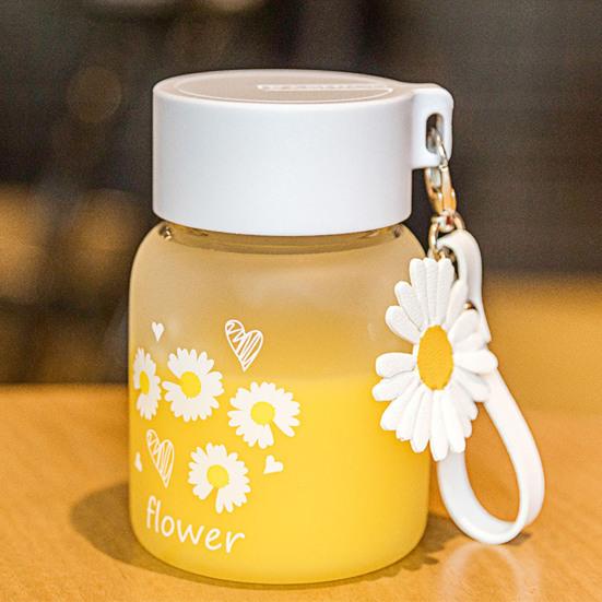 Yousheng 350 мл Цветочный узор Стеклянная бутылка для воды Портативная простая экологически чистая бутылка для питья