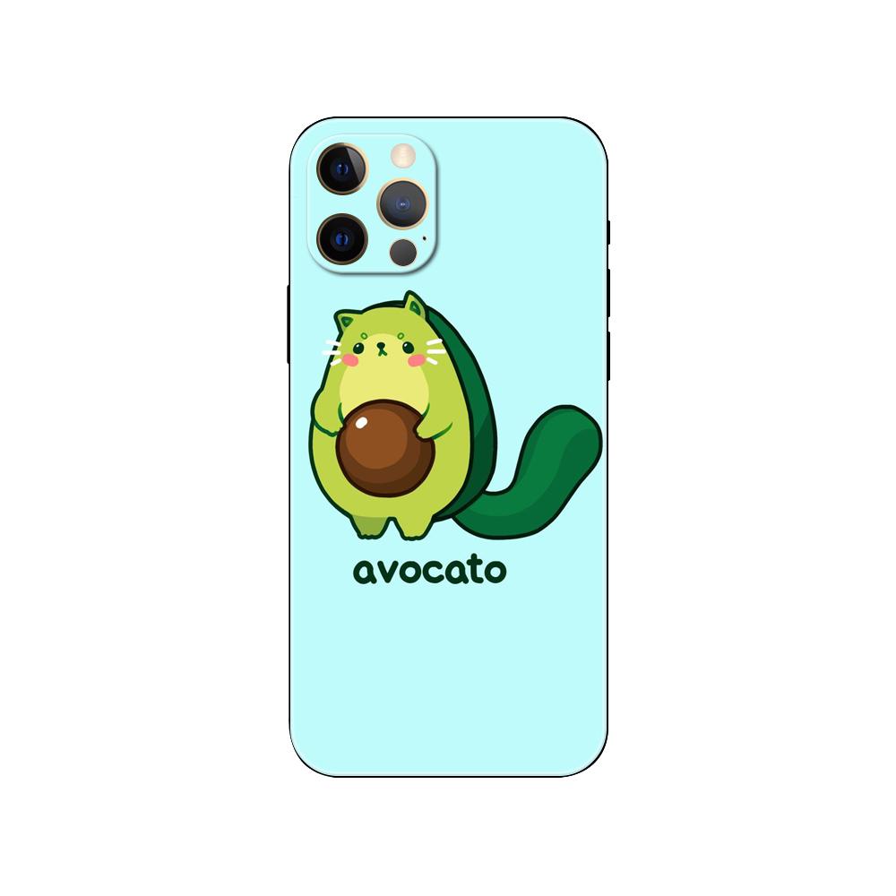 Милый чехол для телефона с авокадо для iphone 5 5S 2020se 6 6s 7 8 plus x 10 XR XS 11 12 13 mini pro MAX, черная задняя крышка из ТПУ