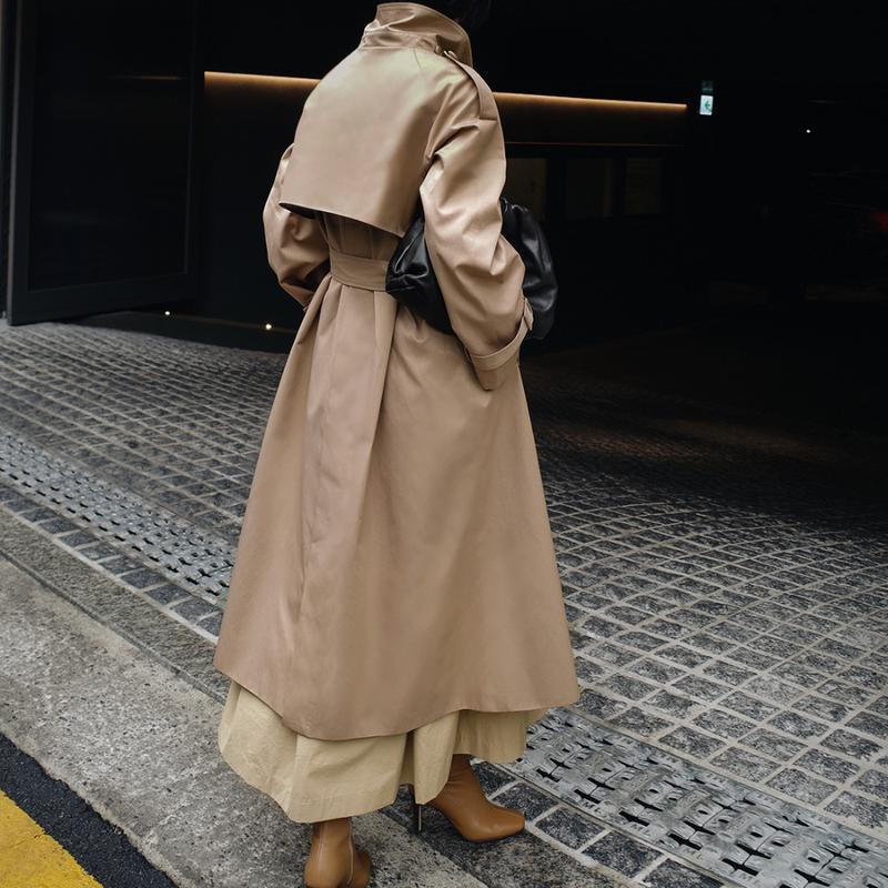 Женская однотонная весенне-осенняя ветровка, простое пальто средней длины