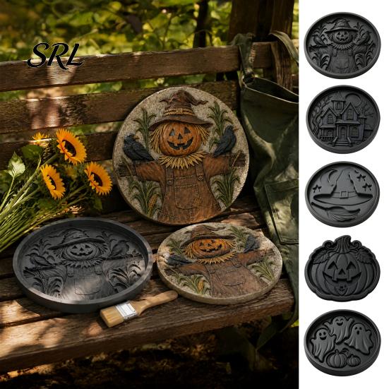 Reusable Cement Casting Form Halloween Stepping Stone Mold, Plastic Molds, DIY Resin Soap Making Mold Path Maker for Garden Patio Lawn & Backyard