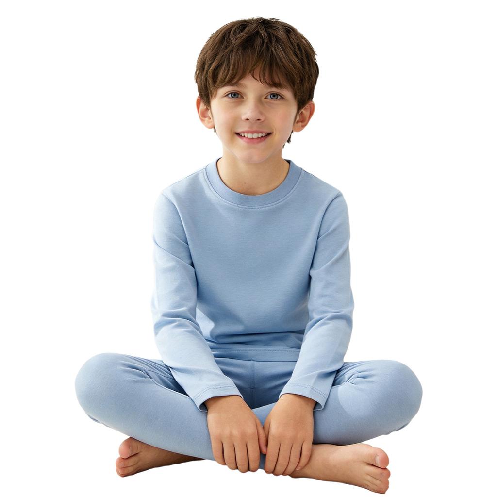 Детский термобельевой комплект из 2 предметов: Теплый топ с круглым вырезом и длинными рукавами и леггинсы на эластичном поясе для девочек и мальчиков, зимняя одежда для сна