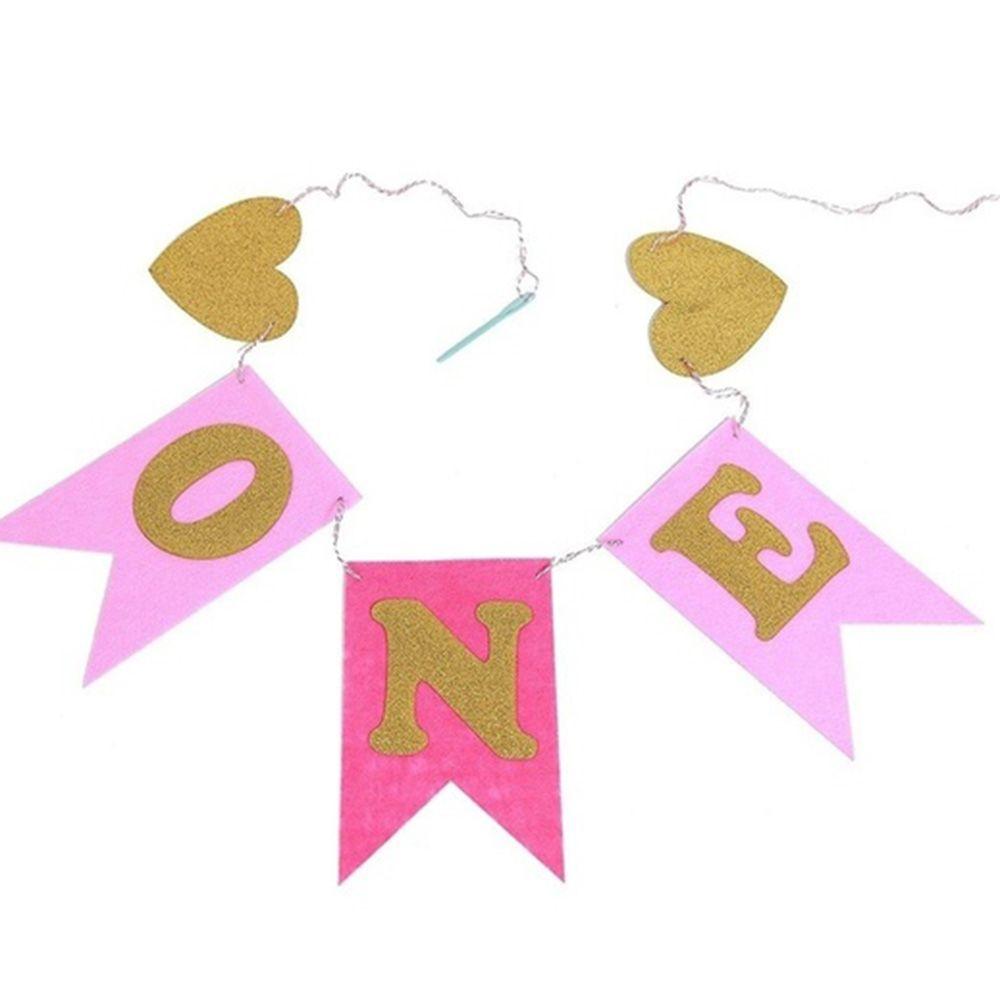 Prince Princess Gold Glitter ONE Hanging Flag 1st Birthday Party Decor Garlands Bunting Banner