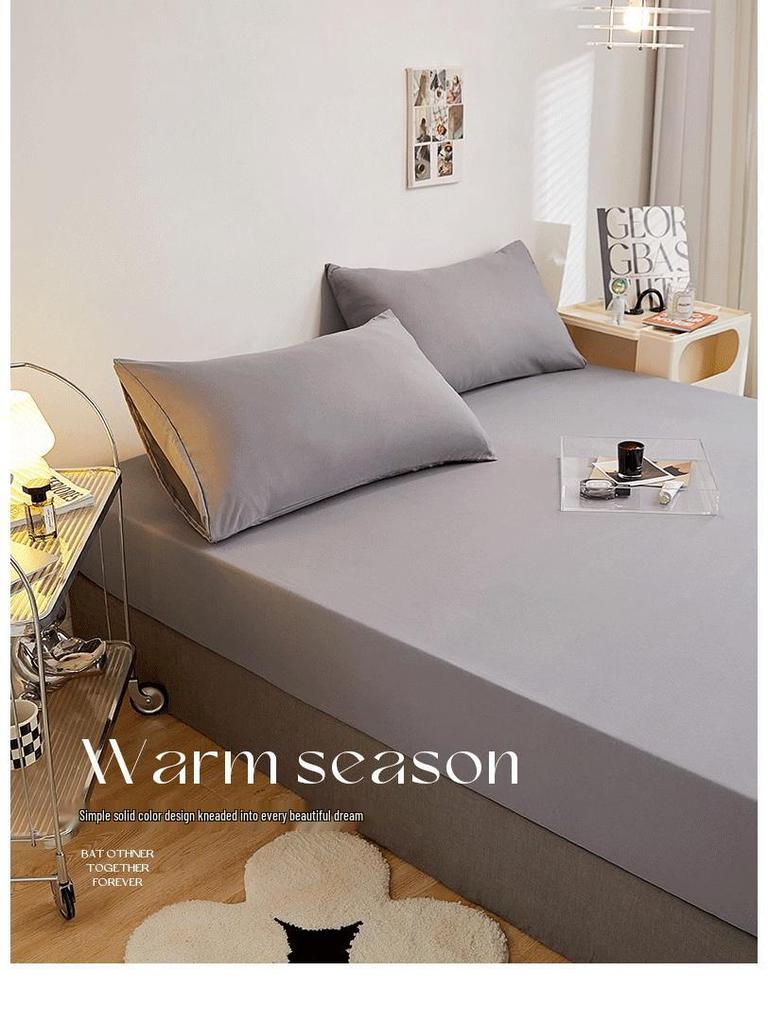 2024 Non-slip Solid Color Single Bed Fitted Sheet Dust Cover - Ins Style