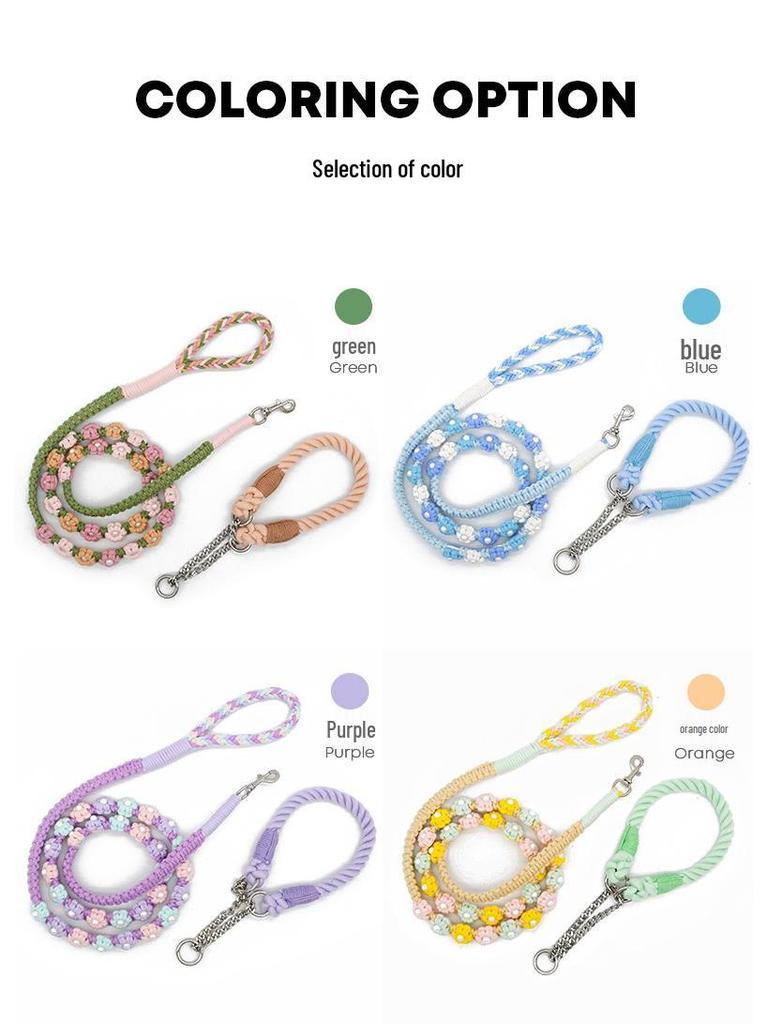 Плетеная собачья поводок и ошейник-цепочка P ручной работы для маленьких и средних собак