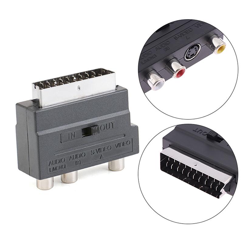 21-контактный SCART-адаптер AV-блок на RCA Phono Композитный S-Video с переключателем Вход/Выход Адаптер SCART AV-блок