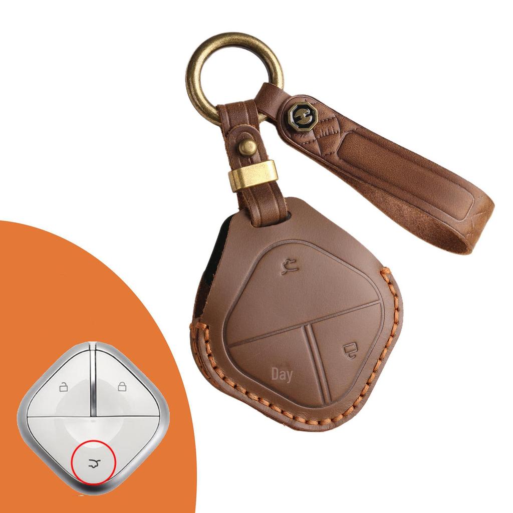 Чехол для ключей из натуральной кожи для Wuling Bingo и Baojun Yueye KIWI Qingkong EV - мужской брелок