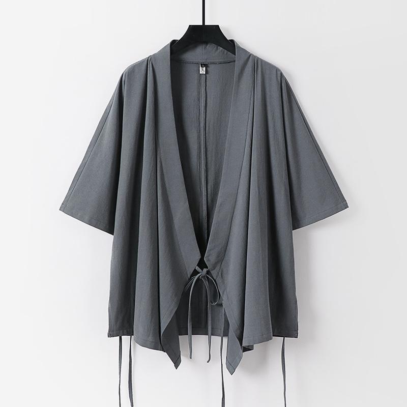 Большие размеры S-9XL Мужской японский кардиган-кимоно Комплект брюк Хлопок Лен Костюм самурая Харадзюку Свободная куртка Костюм