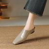 Fashion 2025 Summer Women Shoes Genuine Leather Square Toe Women Sandals Solid Modern Sandals for Women Chunky Heel Women's Mules Shoes
