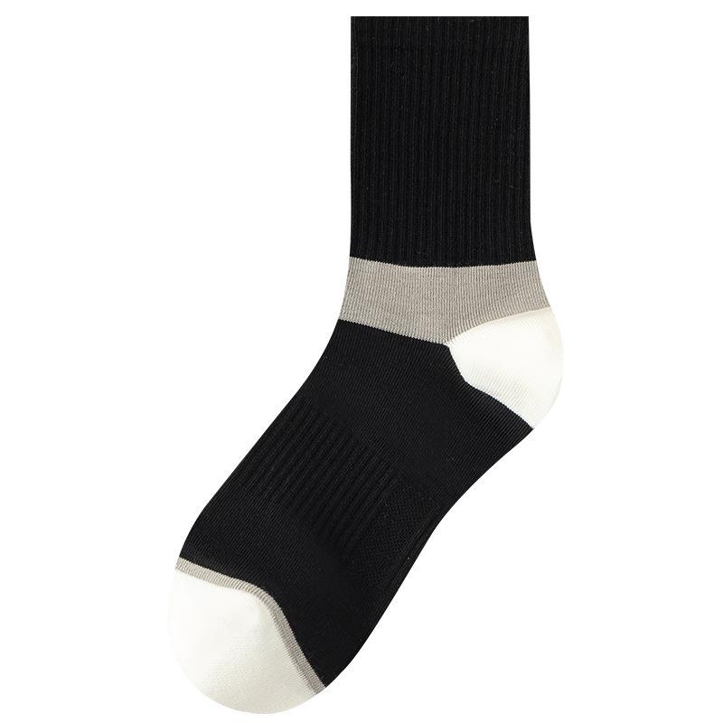 5/10 пар весенних носков, мужские полосатые носки средней длины, впитывающие пот дезодорирующие модные спортивные носки