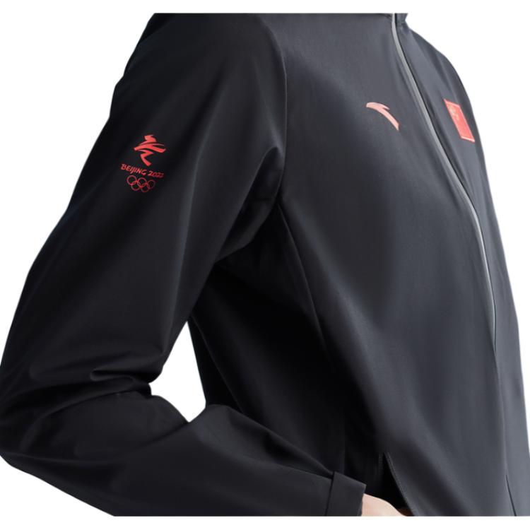 Anta Мужская куртка Sharp Series FW22 с длинным рукавом и однотонным логотипом на молнии, черная 152130609-2