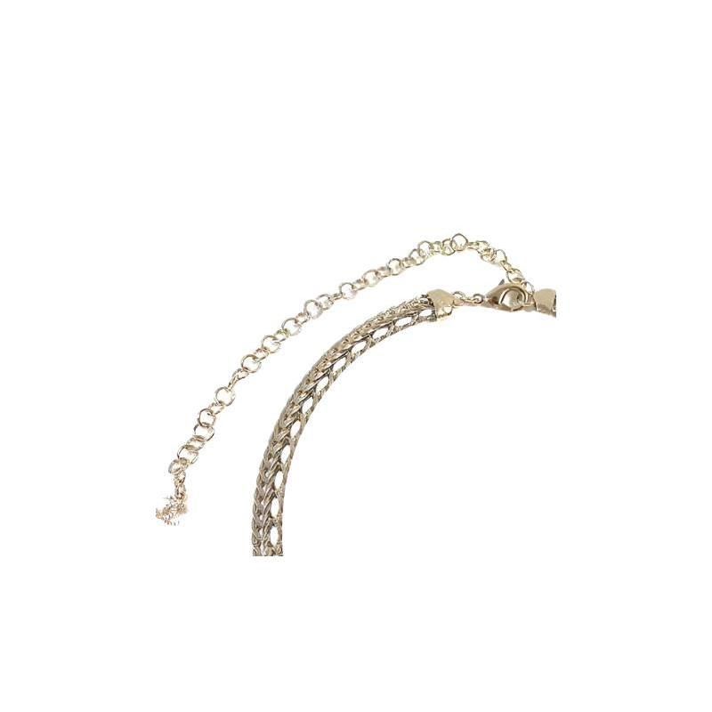 Chanel Кожа Овцы Белый Кристалл Золото 18K Ожерелье Женское