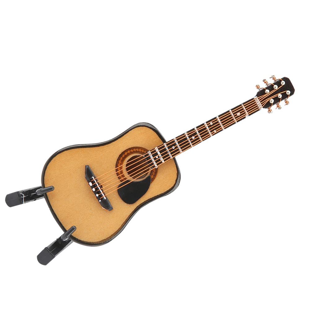 3PCS With Stand Mini Wooden Guitar Mini Guitar Ornament Décor Guitar Home Decor Display Model