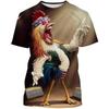 Необычная мужская повседневная футболка с короткими рукавами и принтом петуха на 3D-принте, летние футболки с забавными животными, футболки с круглым вырезом
