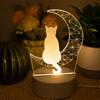 USB-Powered 3D Moon Cat Night Light - Cute Animal Lamp for Home Decor, Perfect Birthday or Holiday Gift
