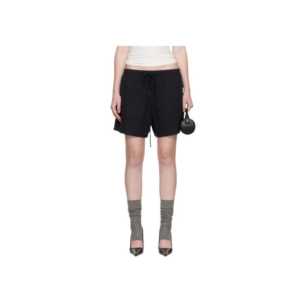 Fear of God Essentials Шорты для футбола FW25 Черные Однотонные Эластичный Пояс Шнурок Резиновая Нашивка с Логотипом Повседневные Шорты Женские шорты 160SP255760FW