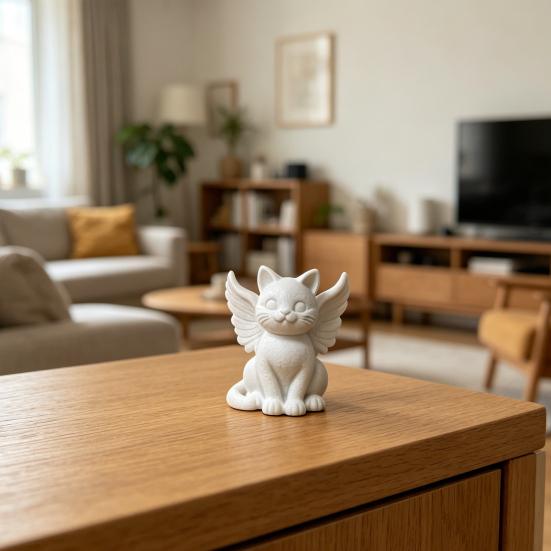 3D-печатная скульптура Ангела-Кота, Милая фигурка кошки, Крылатая кошка, Настольное украшение для дома и офиса, Многофункциональное украшение-кошка, Подарок для кошки