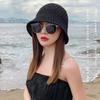Women Basin Hat Hollow Breathable Sun Protection Fisherman Hat Solid Color Dome Short Brim Anti-UV Bucket Hat