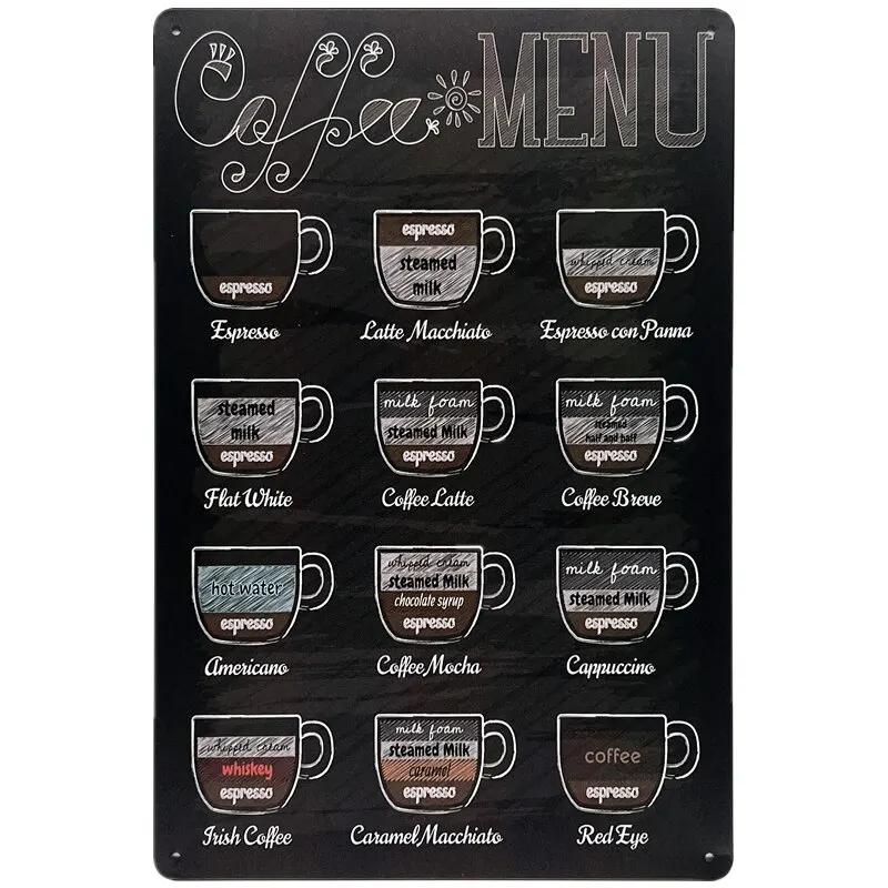 Vintage Shabby Chic Kaffee Menü Metall Zinn Zeichen Retro Home Bar Cafe Pub Taverne Wand dekoration dekorative Platte Poster für