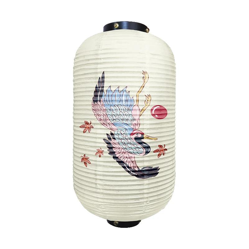 Chinese Traditional Crane Pattern Lantern Beautiful Ukiyo-e Style Paper Cuisine Sake Pub Bar Izakaya Restaurant Decor Lantern
