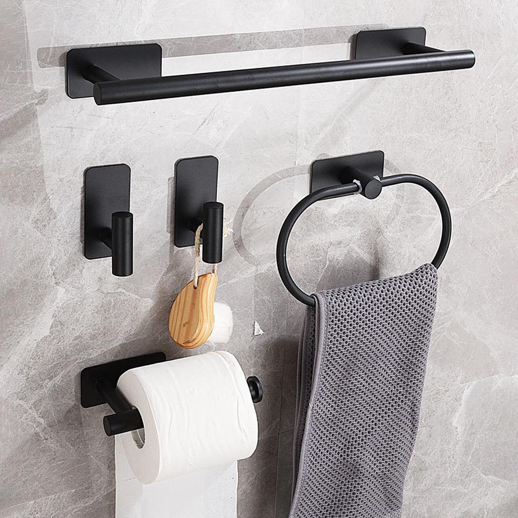 Bathroom Hardware Set Black Robe Hook Towel Rail Bar Rack Shelf Hanger Tissue Toilet Roll Paper Holder Wall Bathroom Accessories