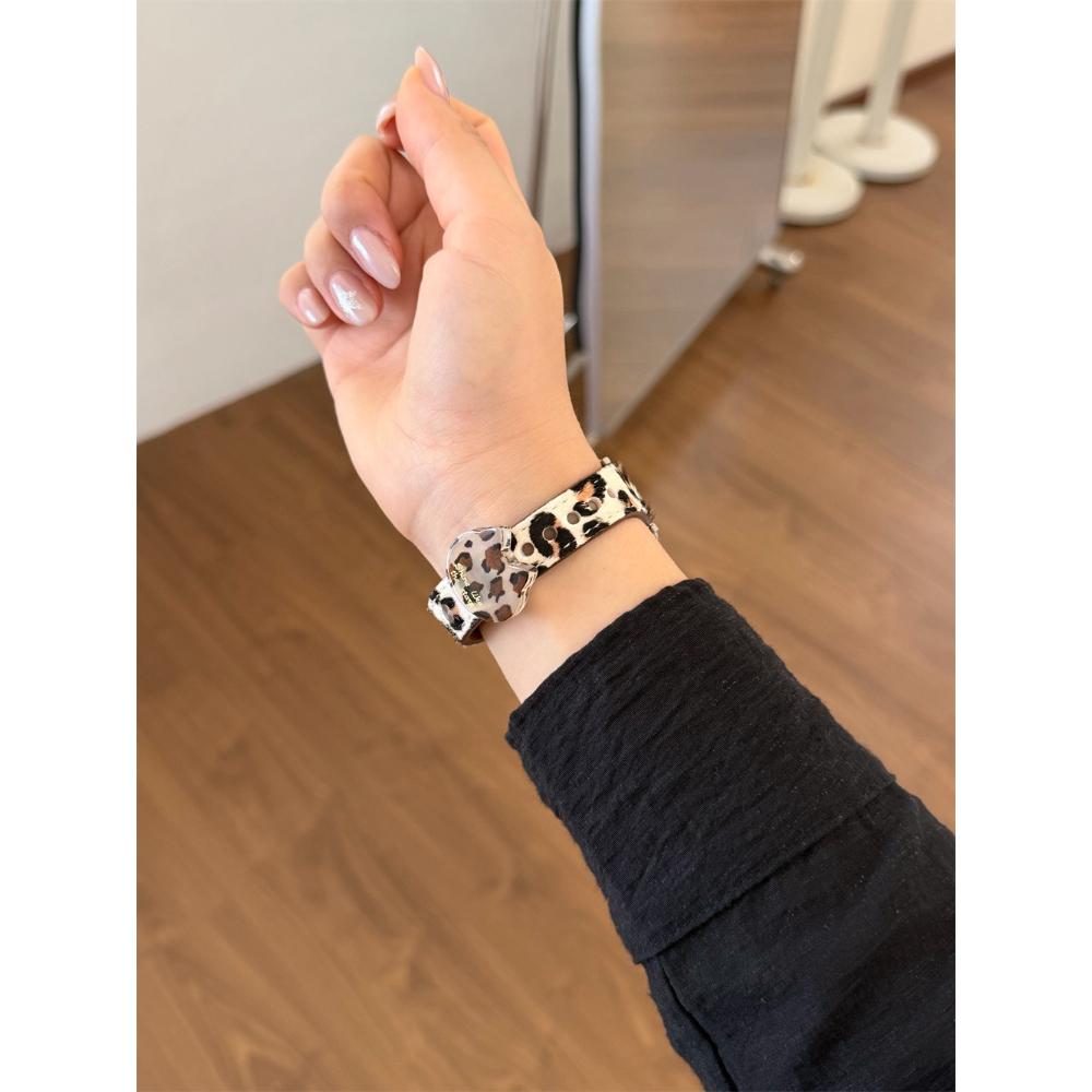 Ремешок из натуральной кожи с леопардовым принтом для Apple Watch, подходит для Ultra 2, 49/46/45/42/40 мм, кожаный ремешок для iWatch Series 11 / 10 / 9 / 8 / 7 / 6/ 5/SE