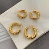 PONYKISS Серьги-кольца Круглые Витые из Стерлингового Серебра с Покрытием 18K Золотом для Женщин Модные Высококлассные Винтажные Аксессуары