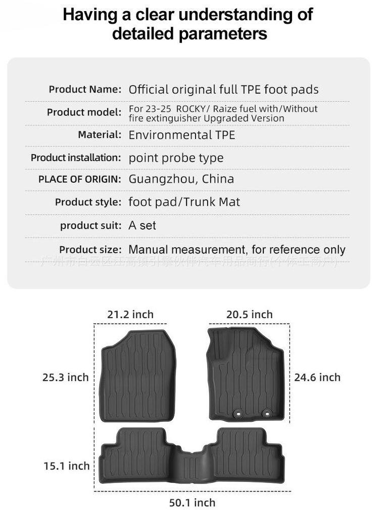 Daihatsu ROCKY/Toyota Raize 2023-2025 TPE Car & Trunk Mats