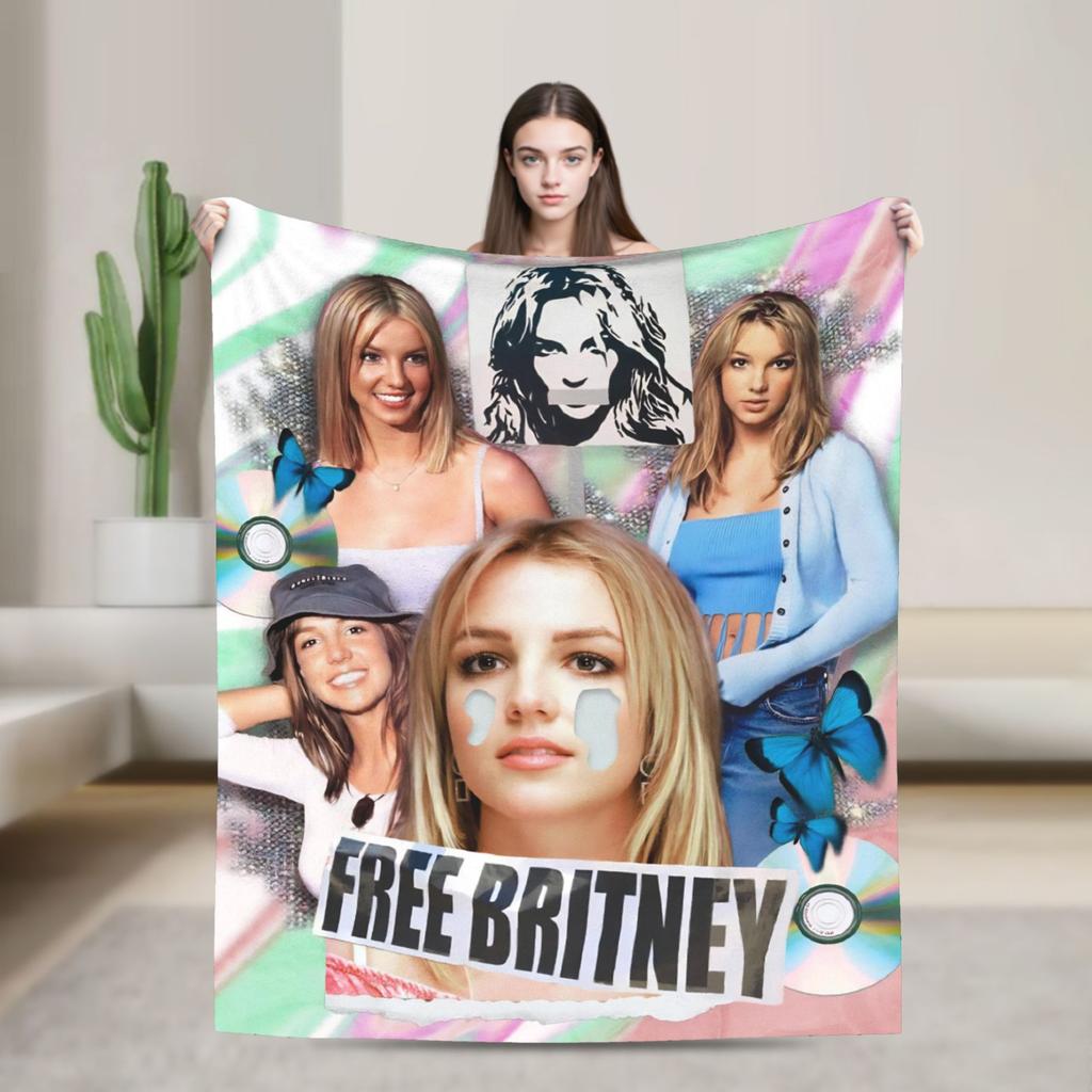 Britneys Spears Flannel Blankets Super Soft Throw Blanket for Outdoor Travel Office Funny Bedspread Sofa Bed Cover