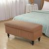 Solid Color Storage Ottoman Covers Rectangle Elastic Bedside Footstool Cover Non-Slip Polar Fleece Footrest Seat Bench Slipcover
