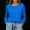 Women's Fashionable And Casual Loose Solid Color Long Sleeved Round Neck Pullover Top