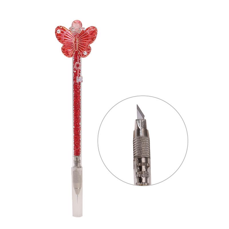 Exquisite Handmade Crushed Stone Butterfly Carving Pen Knife for Journals
