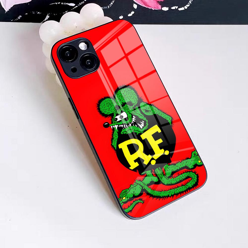 Забавный чехол для телефона Rat Fink для IPhone 17 Pro Max 16 15 14 Pro Max 13 11 X Xs Xr 8 7Plus Стеклянная крышка