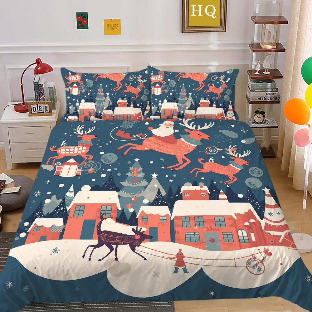 Комплект постельного белья из микрофибры с 3D рождественской печатью, полноразмерный комплект постельного белья из микрофибры, высококлассные милые покрывала