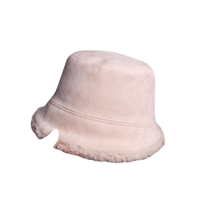 Новая зимняя шапка женская плюшевая теплая шляпа рыбака в стиле ретро из оленьей кожи и овечьей шерсти шляпа-ведро повседневная