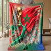 Morocco Football Printed Flannel Blanket Skin Friendly Warm Decorative Throw for Indoor Couch Bed Daily Use