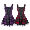 Chic Lolita Plaid Summer Dress Sleeveless Vintage Bandage Midi Vestido Gothic LaAe Frill A Line Eyelet Strap Dresses S-5XL