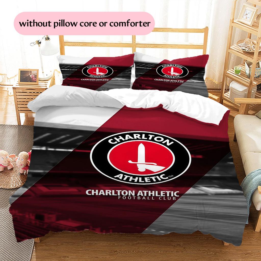 Charlton Athletic FC Pattern Bedding Home Decoration Birthday Gift ( 1 duvet cover + 2 pillowcase, without core),fan merchandise.