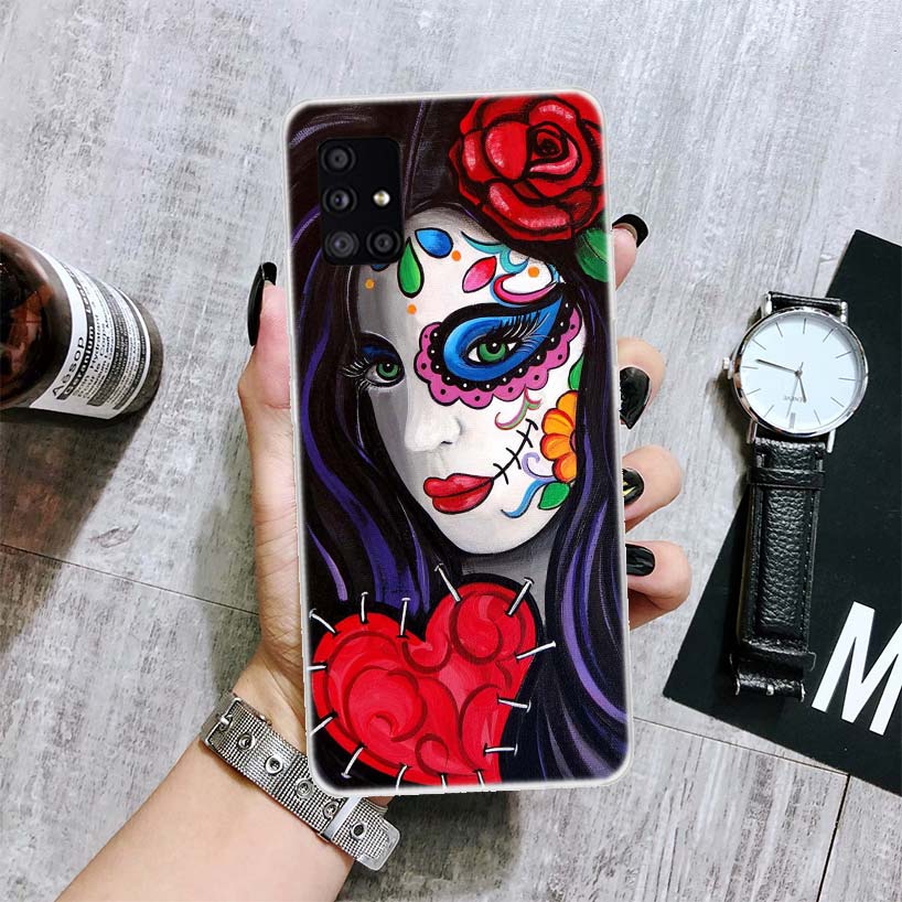 Чехол для телефона Catrina Beautiful Rose Girl Skull для Samsung Galaxy A52 A32 A22 A12 A02S A50S A30S A51 A31 AA71 Note 20 Ultra 10 S10