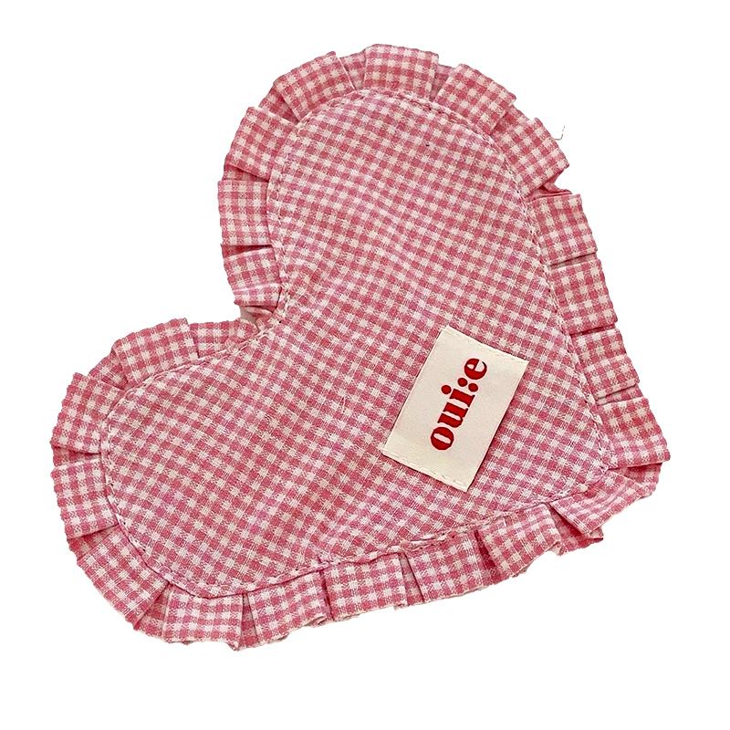 1Pc Checkered Placemat Korean Background Cloth Ins Gourmet Photography Sweet Heart-Shaped Coaster Desktop Decoration