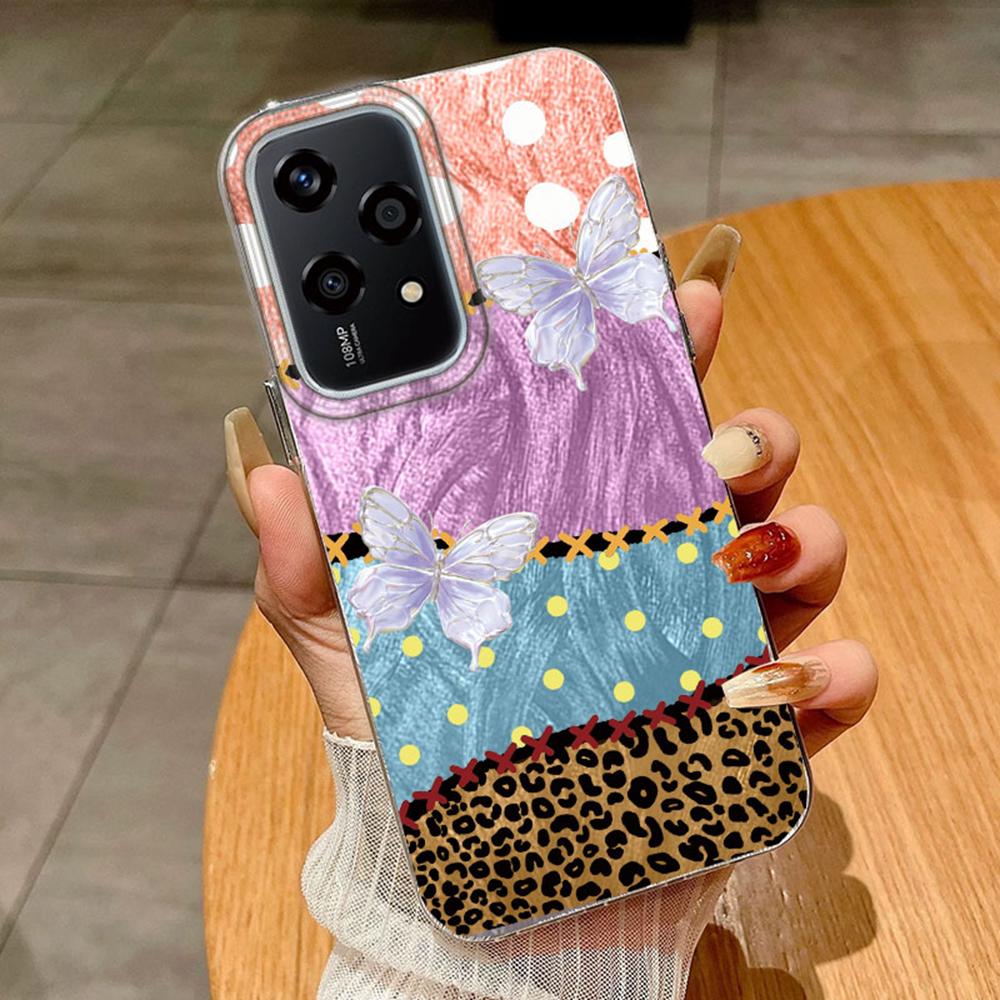 Чехол с цветной бабочкой и градиентом для Huawei Honor 400 200 Magic5 Lite 200 Pro X9a X9c X8a, чехлы для телефонов, мягкий силиконовый бампер, жесткая задняя крышка из ПК