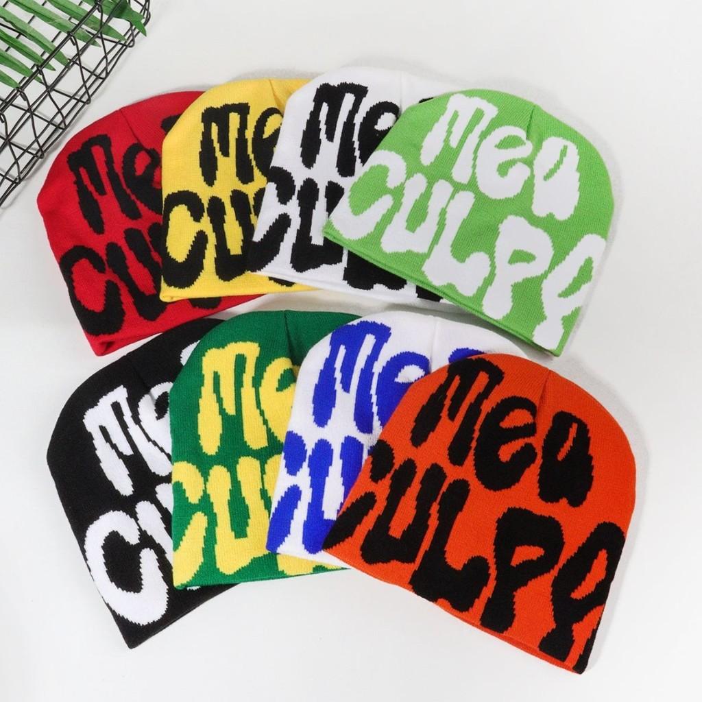 Hip Hop Letter Y2k Beanie Hat With Warm Acrylic Fabric For Streetwear And Fall Outdoor Activities